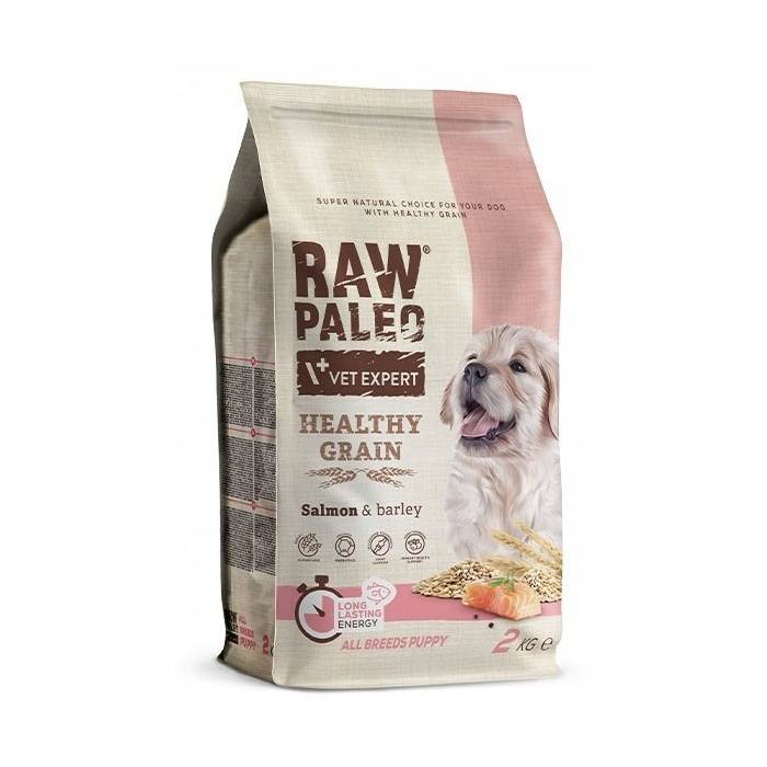 Raw Paleo Vet Expert Puppy Healthy Grain sausas maistas šuniukams su lašiša ir miežiais, 2 kg
