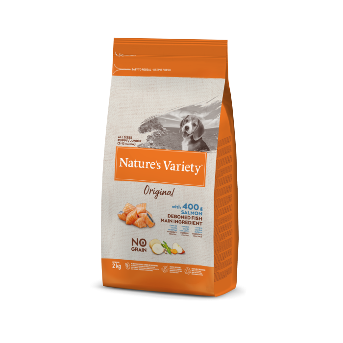 Nature's Variety Original Puppy-Junior Salmon begrūdis, sausas maistas šuniukams, 2 kg