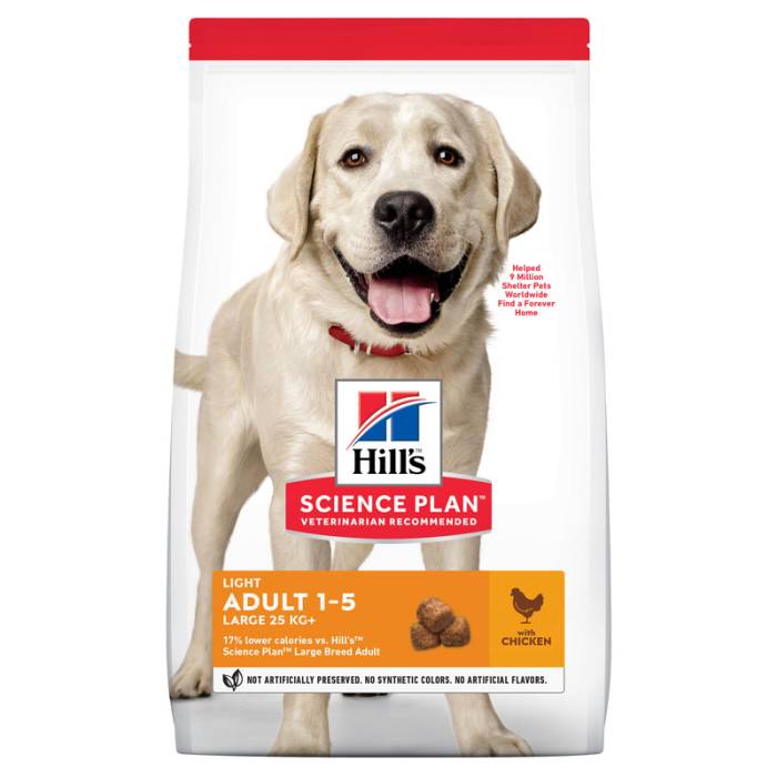 Hill's Science Plan Canine Adult Light Large Breed Chicken sausas maistas didelių veislių šunims, linkusiems priaugti svorio, 14 kg