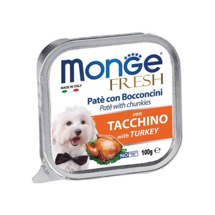 Monge Fresh Wet Dog Alu Pate - Chunkies drėgnas maistas šunims su kalakutiena, 100 g