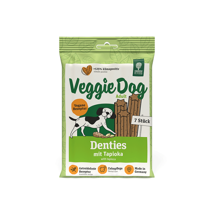 Green Petfood VeggieDog Denties skanėstai šunims su tapijoka, 180 g