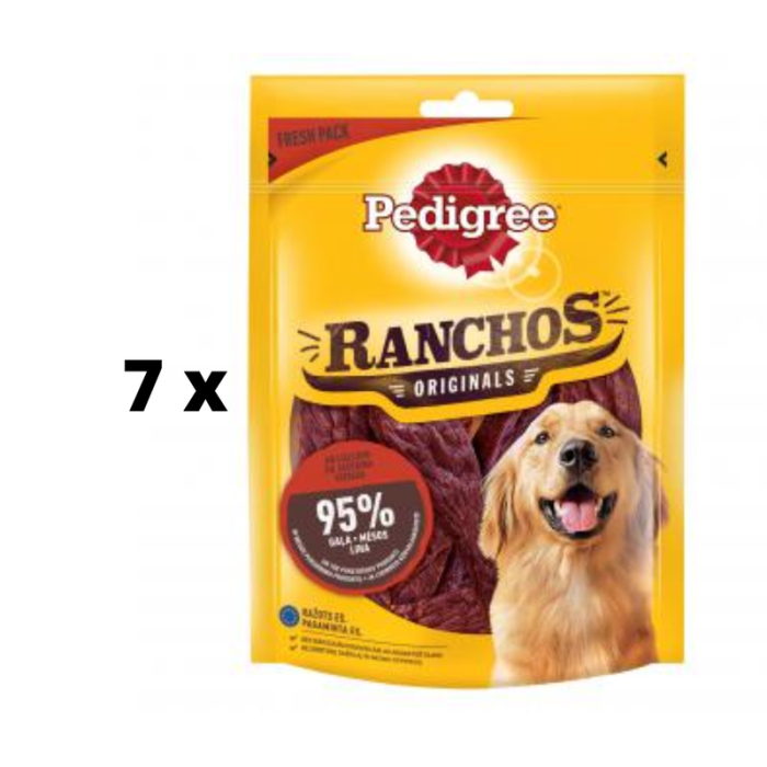 Šunų skanėstai PEDIGREE RANCHOS su jautiena, 70 g x 7 vnt. pakuotė