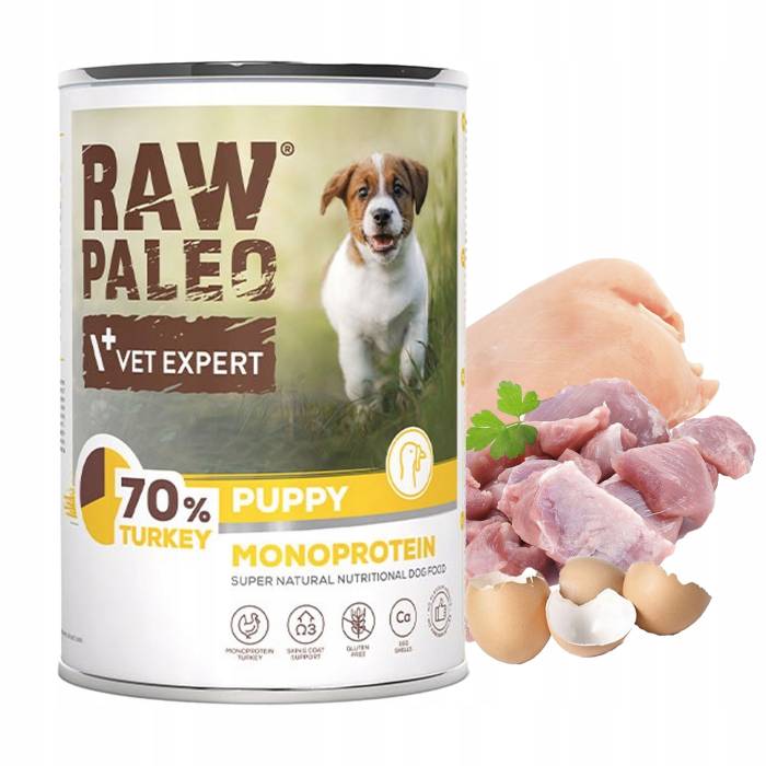 Raw Paleo Vet Expert Puppy drėgnas maistas šuniukams su kalakutiena, 400 g