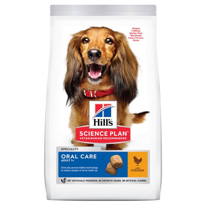 Hill's Science Plan Oral Care Adult Chicken sausas maistas šunims, kasdieninei burnos ertmės priežiūrai, 12 kg
