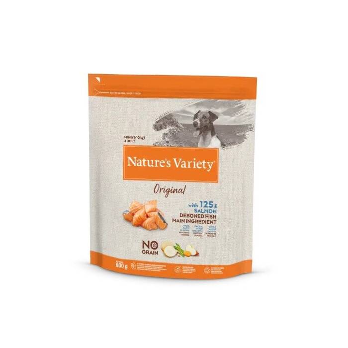 Nature's Variety Original Mini Adult Salmon begrūdis, sausas maistas mažų veislių šunims, 0,6 kg