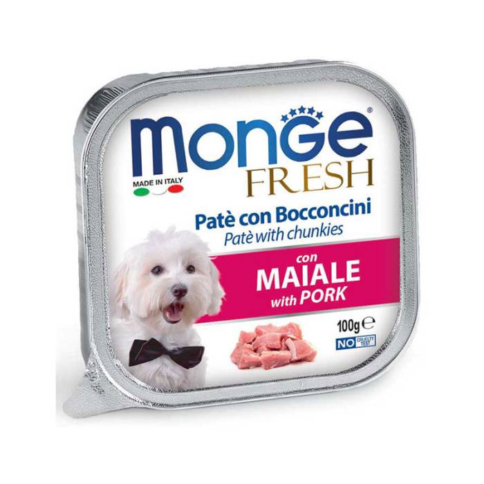Monge Fresh Wet Dog Alu Pate - Chunkies drėgnas maistas šunims su kiauliena, 100 g