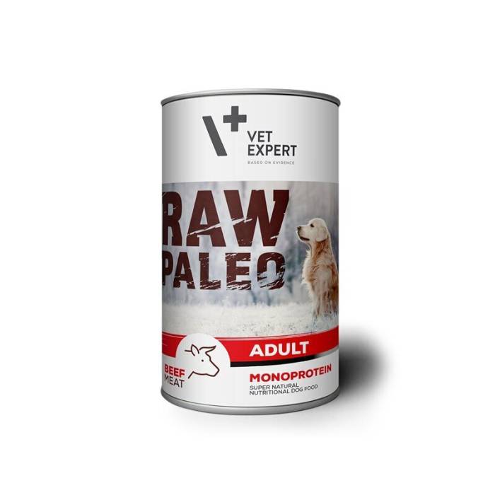 Raw Paleo Vet Expert konservai suaugusiems šunims su jautiena, begrūdis, 400g