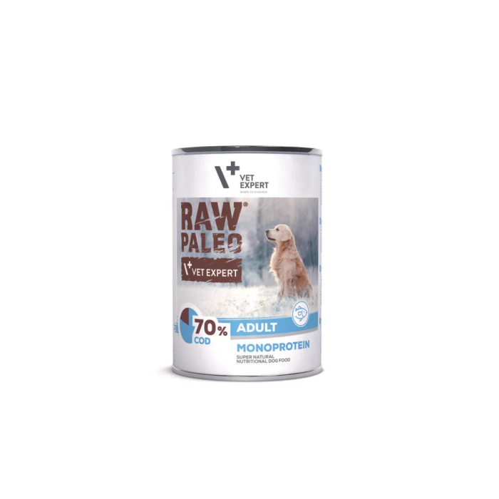 Raw Paleo Vet Expert konservai suaugusiems šunims su menke, begrūdis, 400g