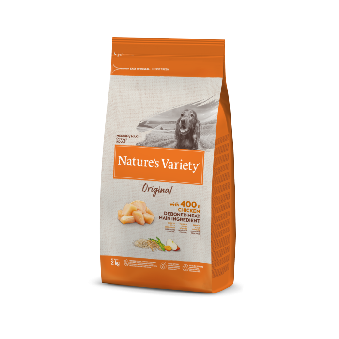 Nature's Variety Original Med/Max Adult Chicken begrūdis, sausas maistas šunims, 2 kg