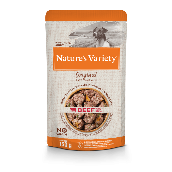 Nature's Variety Mini Adult Beef begrūdis, drėgnas maistas mažų veislių šunims, 150 g