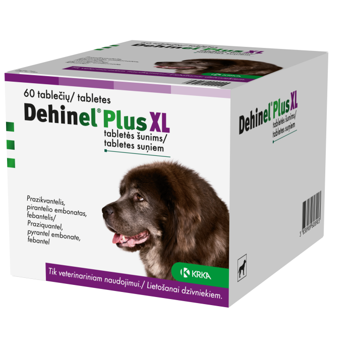 KRKA Dehinel Plus XL tabletės nuo kirminų didelių veislių šunims, N10