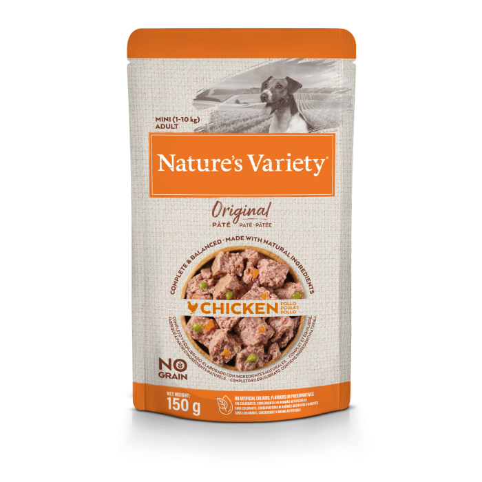 Nature's Variety Mini Adult Chicken begrūdis, drėgnas maistas mažų veislių šunims, 150 g