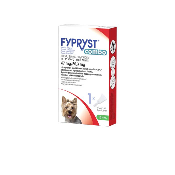 KRKA Fypryst Combo antiparazitinis užlašinamasis tirpalas mažų veilsių šunims, 2–10 kg, 67 mg, N1
