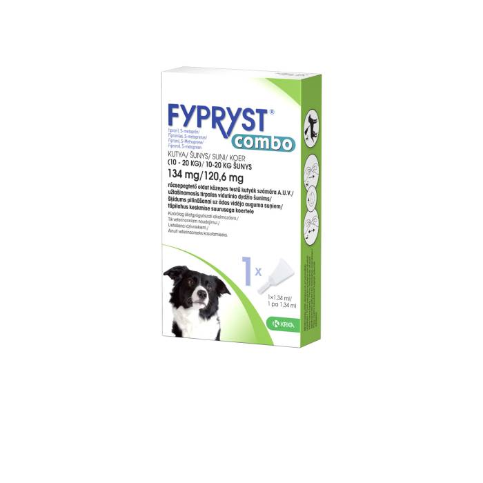 KRKA Fypryst Combo antiparazitinis užlašinamasis tirpalas mažų veilsių šunims, 10-20 kg, 134 mg, N1