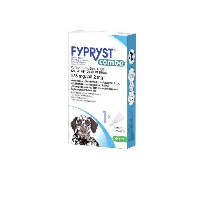 KRKA Fypryst Combo antiparazitinis užlašinamasis tirpalas mažų veilsių šunims, 20-40 kg, 268 mg, N1