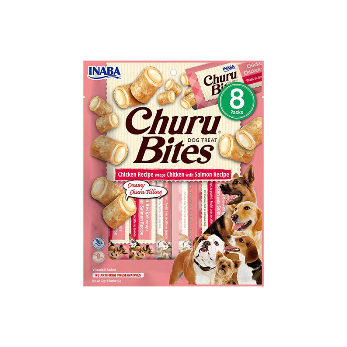 Churu Bites suktinukai šunims su vištiena ir lašiša, 8 vnt.