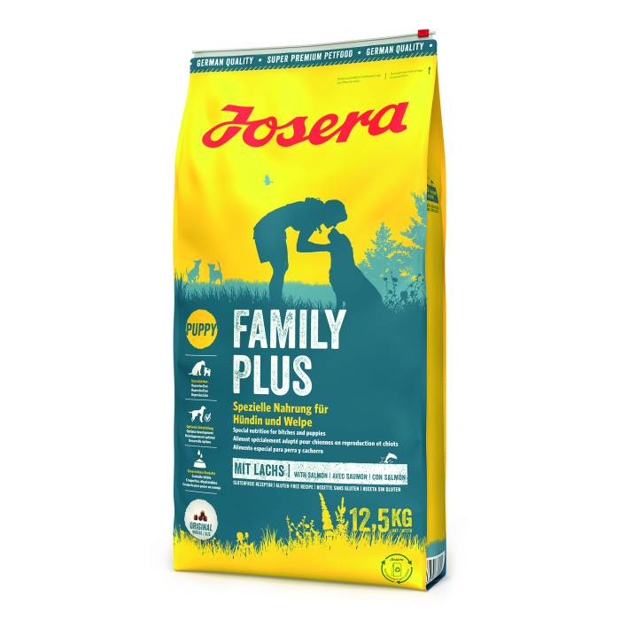 Josera Family Plus sausas maistas šunims vaikingoms kalėms ir šuniukams su lašiša, 12,5 kg