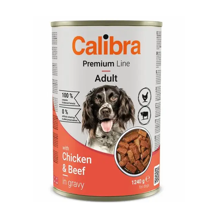 Calibra Dog Can Chicken - Beef drėgnas maistas šunims, 1,24 kg