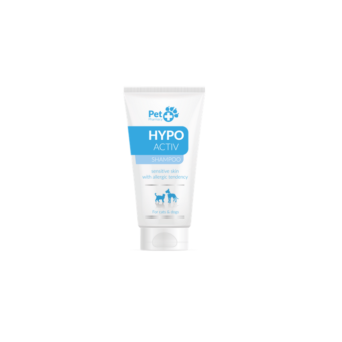 Vetfood HypoActiv Shampoo hipoalerginis šampūnas šunims ir katėms esant labai jautriai, alergiškai odai, 125 ml