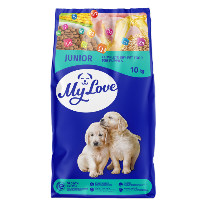 MY LOVE Junior visavertis pašaras šuniukams, 10 kg