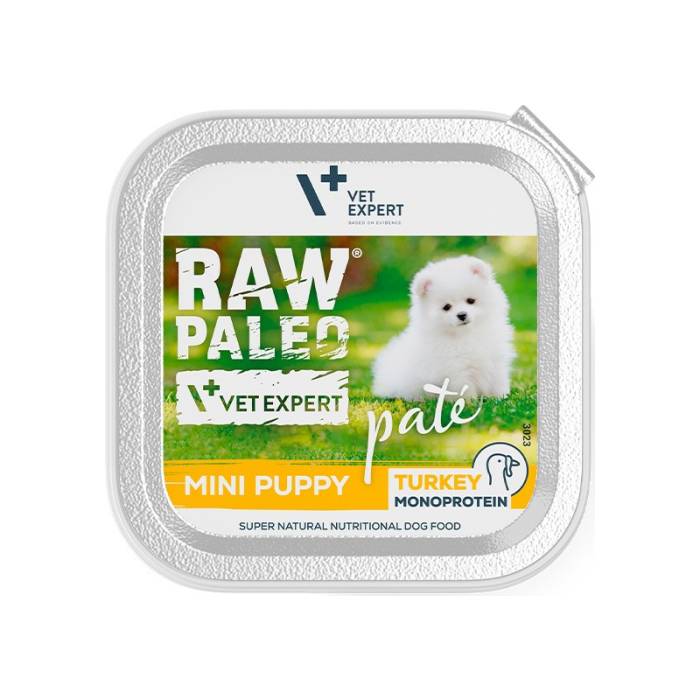 Raw Paleo Adult Mini paštetas mažų veislių šuniukams su kalakutiena, begrūdis, 150g