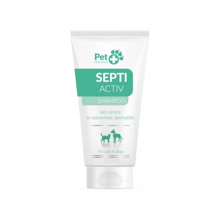 Vetfood SeptiActiv Shampoo šampūnas šunims ir katėms, seborėjinio dermatito paveiktai ir riebiai odai, 125 ml
