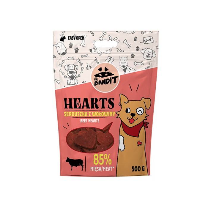 Mr. Bandit Hearts jautienos širdelės skanėstai šunims, 500 g
