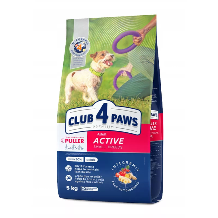 CLUB 4 PAWS Premium Active Visavertis pašaras suaugusiems aktyviems mažų veislių šunims, 5 kg