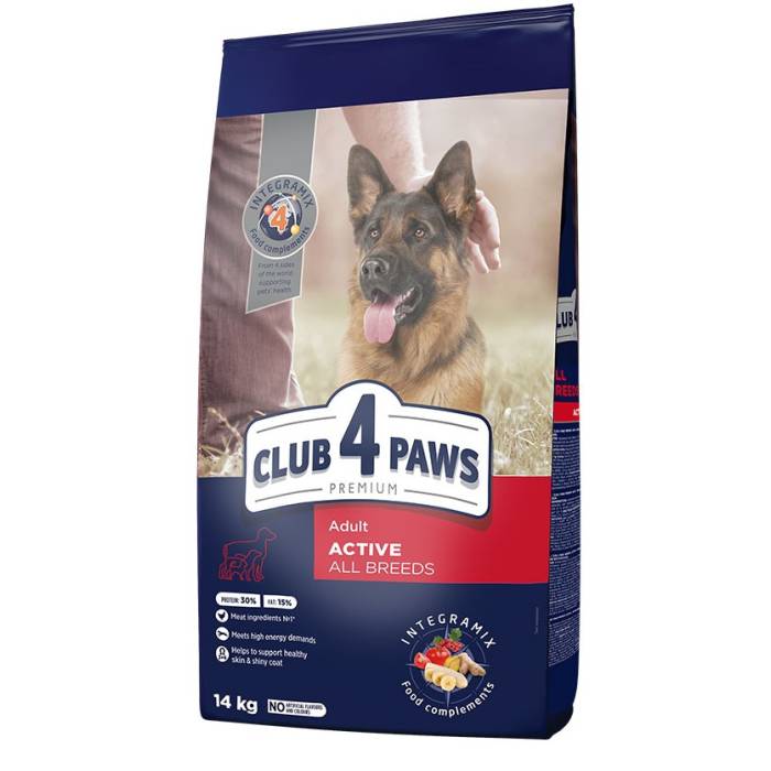 CLUB 4 PAWS Premium Active Visavertis pašaras suaugusiems aktyviems visų veislių šunims, 14 kg