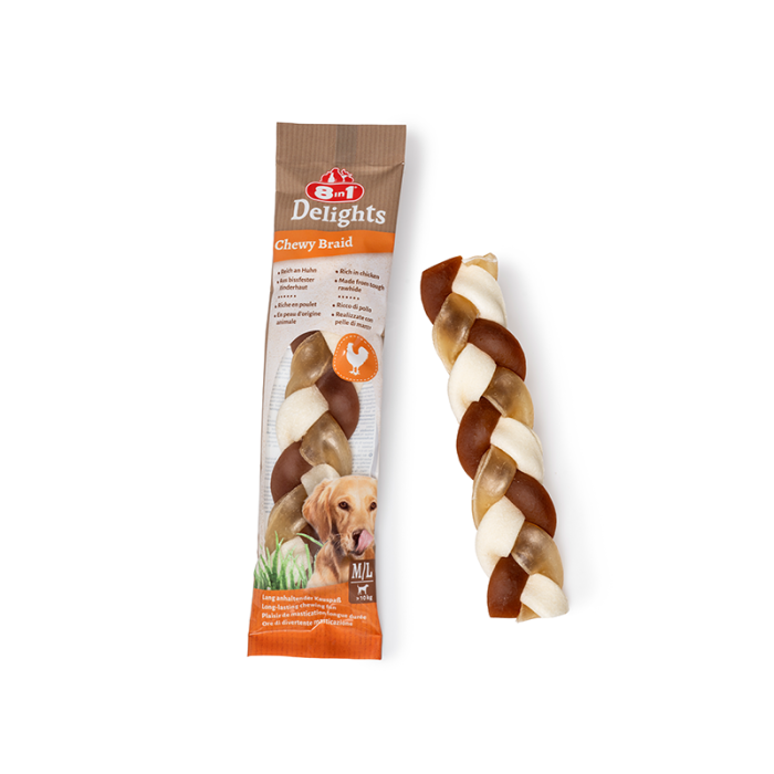 8in1 Delights Chewy Braids M/L skanėstas vidutinių ir didelių veislių šunims, 80 g