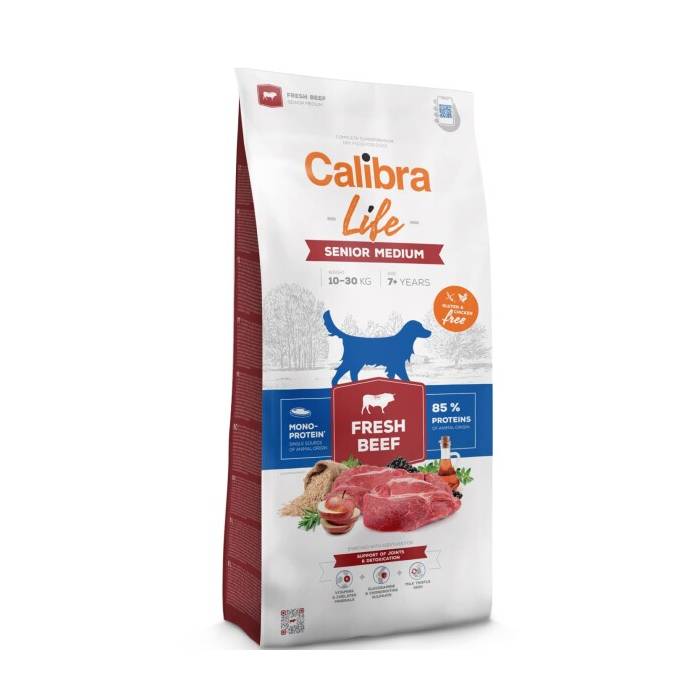 Calibra Life Dog Medium Fresh Beef hipoalerginis sausas maistas vyresnio amžiaus, vidutinio dydžio veislių šunims, 2,5 kg
