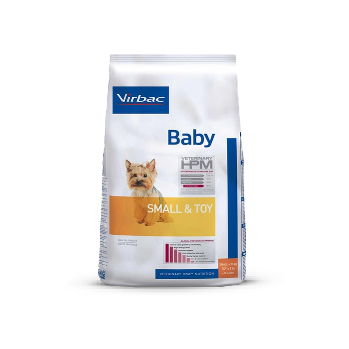 Virbac Veterinary HPM Baby Dog Small - Toy visavertis ėdalas mažų veislių šuniukams, 1,5 kg