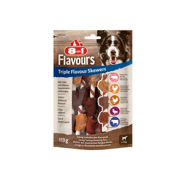8in1 Flavours trigubo skonio iešmeliai šunims, 113 g