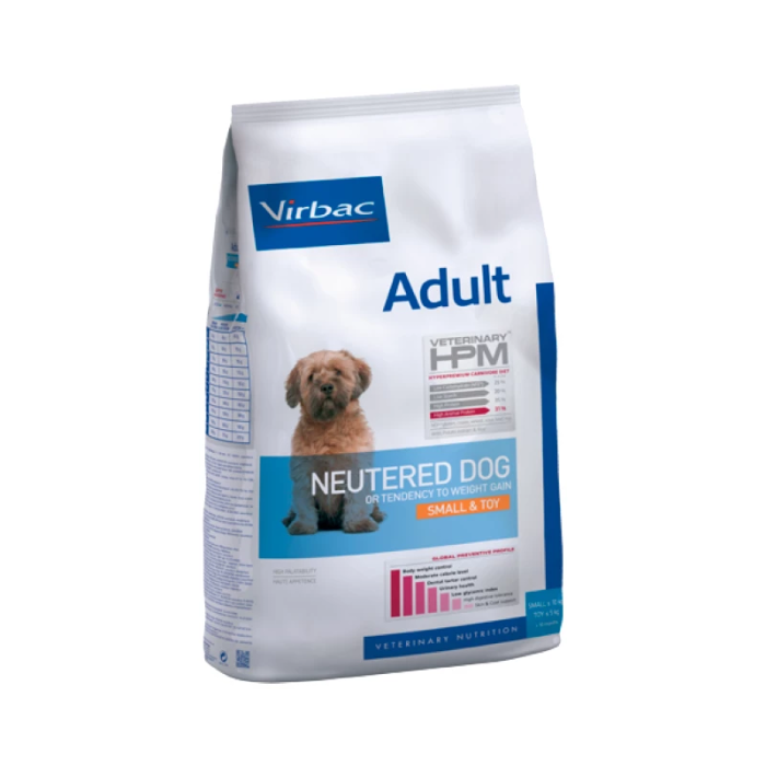 Virbac Veterinary HPM Adult Neutered Dog Small - Toy visavertis ėdalas mažų veislių sterilizuotiems šunims, 7 kg