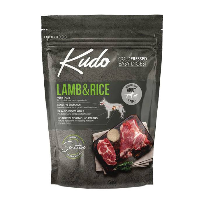 Kudo Lamb - Rice Mini Adult sausas maistas mažų veislių šunims, 3 kg