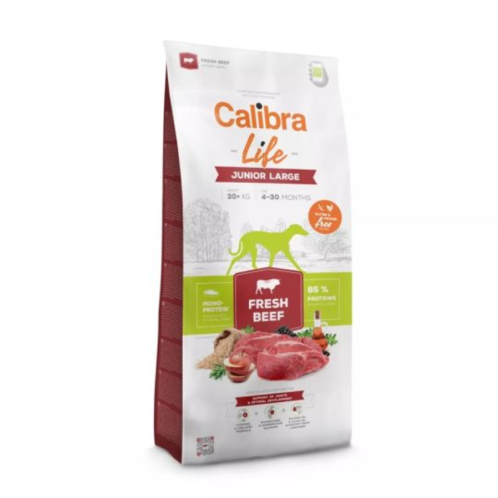 Calibra Life Dog Junior Large Fresh Beef sausas maistas jauniems didelių veislių šunims, 2,5 kg