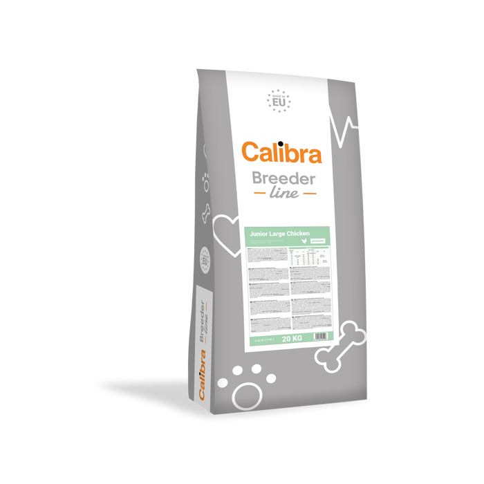 Calibra Dog Breeder Line Premium Junior Large Chicken sausas maistas didelių veislių jauniems šunims, 20 kg
