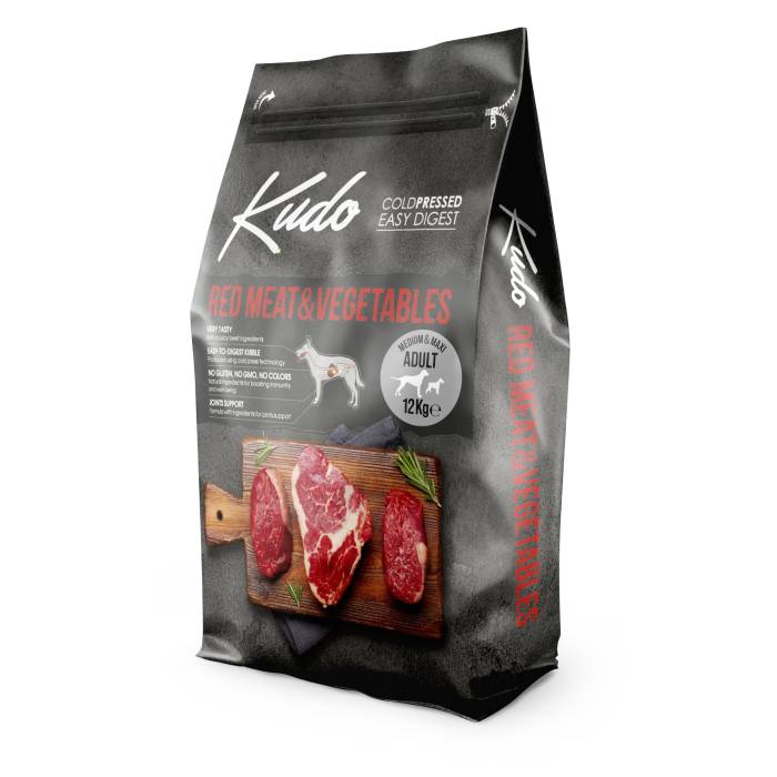 Kudo Red Meat - Vegetables Medium Maxi Adult sausas maistas vidutinių ir didelių veislių šunims, 3 kg