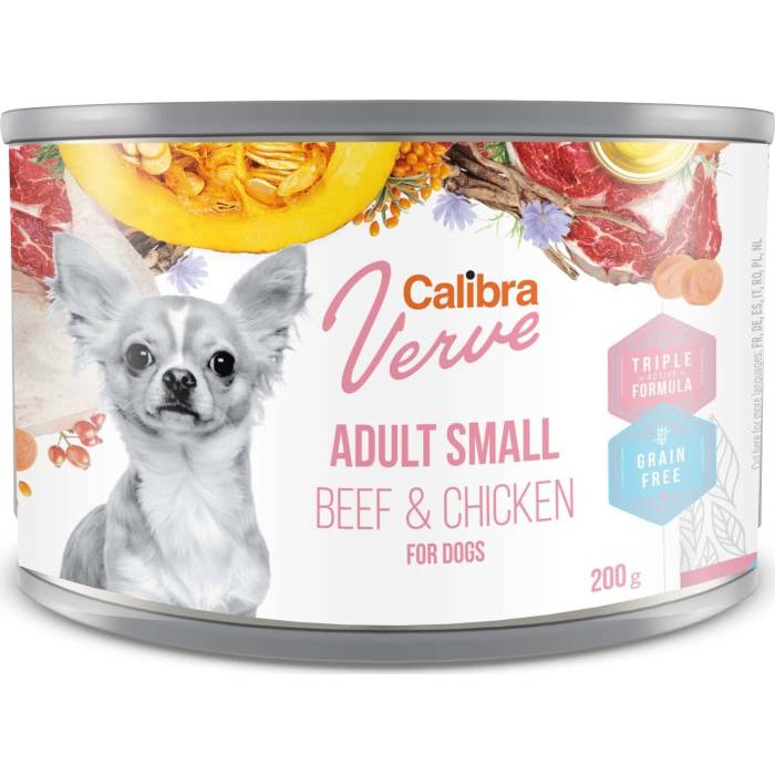Calibra Verve GF Dog Adult Small Beef - Chicken drėgnas maistas suaugusiems mažų veislių šunims, 200 g