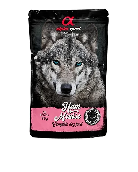 Alpha Spirit Wet putėsiai šunims su kumpiu, 6x85 g
