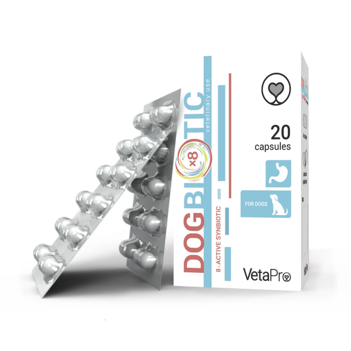 VetaPro DogBiotic papildai šunims virškinimo sistemos funkcijai išsaugoti, N20