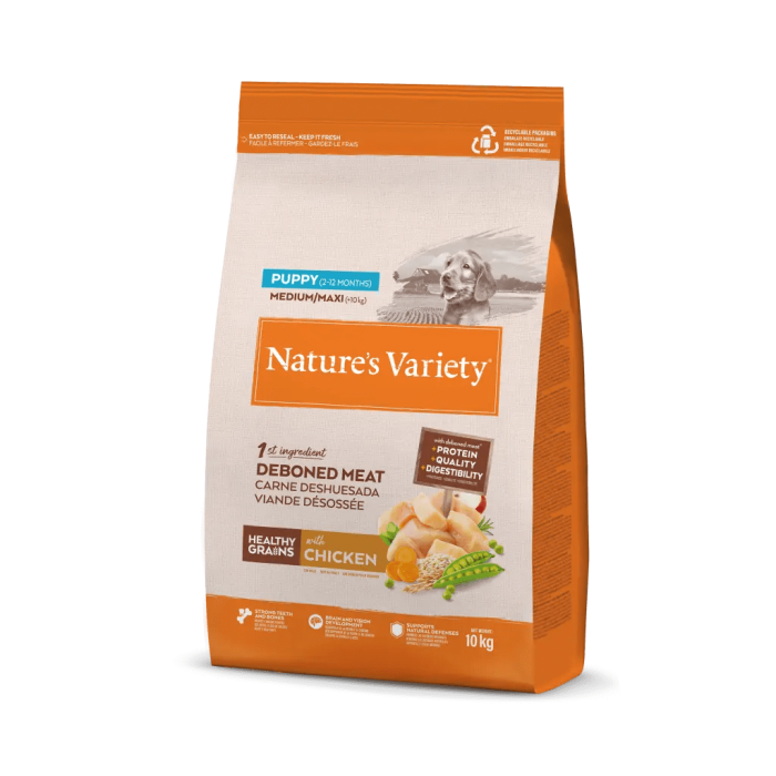 Nature's Variety Healthy Grain Med/Maxi Puppy sausas maistas vidutinių ir didelių veislių šuniukams su vištiena, 10 kg