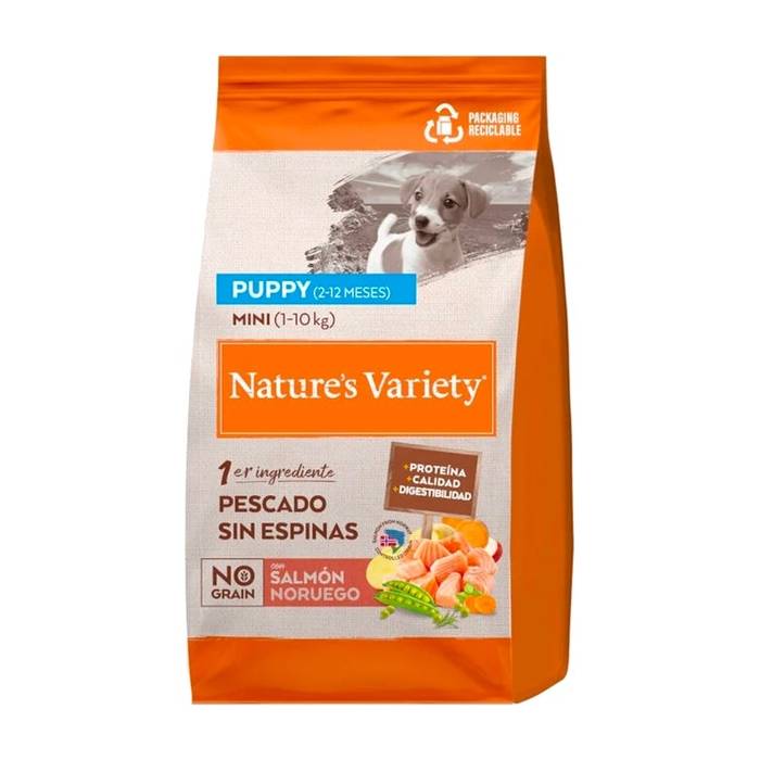 Nature's Variety No Grain Puppy Mini sausas maistas mažų veislių šuniukams su lašiša, 1,5 kg