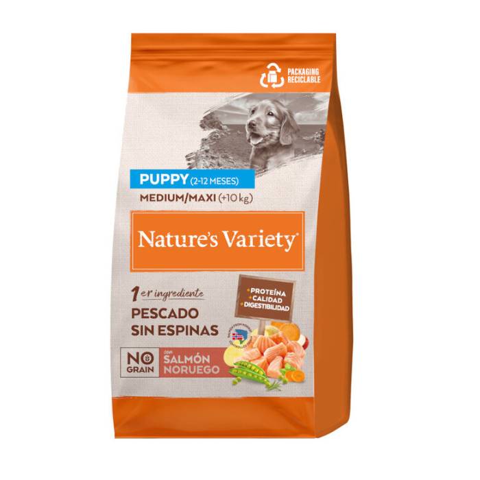 Nature's Variety No Grain Med/Maxi Puppy sausas maistas vidutinių ir didelių veislių šuniukams su lašiša, 10 kg