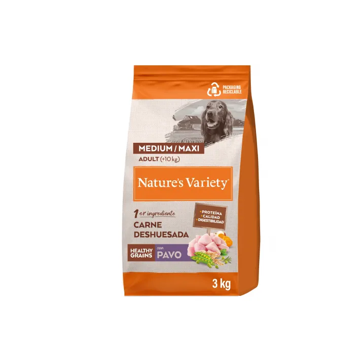 Nature's Variety Healthy Grain Med/Maxi Adult sausas maistas vidutinių ir didelių veislių šunims su kalakutiena, 3 kg