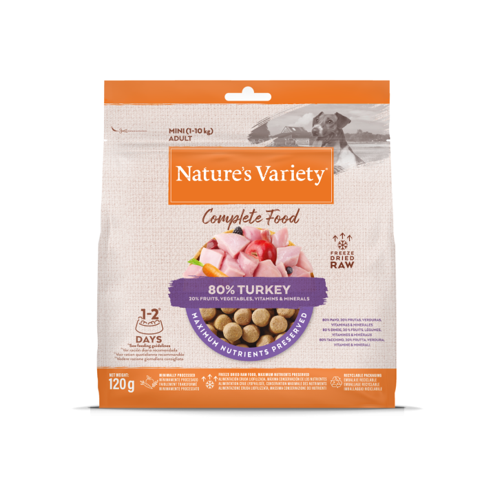Nature’s Variety Completed Mini liofilizuotas maistas mažų veislių šunims su kalakutiena, 120 g