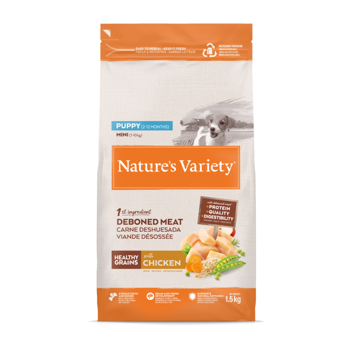 Nature's Variety Healthy Grain Puppy Mini sausas maistas mažų veislių šuniukams su vištiena, 1,5 kg