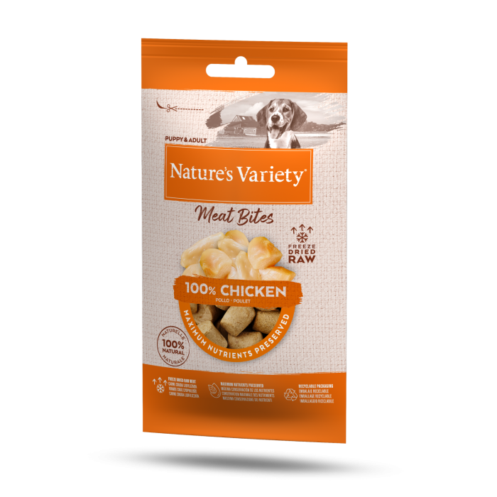 Nature’s Variety Meat Bites liofilizuoti vištienos kąsneliai šunims, 20 g