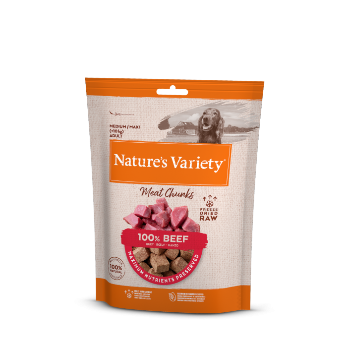 Nature’s Variety Meat Chunks liofilizuoti jautienos kubeliai šunims, 50 g