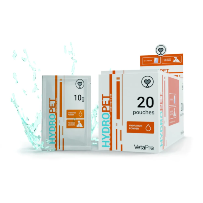 VetaPro Hydro Pet rehidraciniai milteliai šunims ir katėms, 20 x 10 g